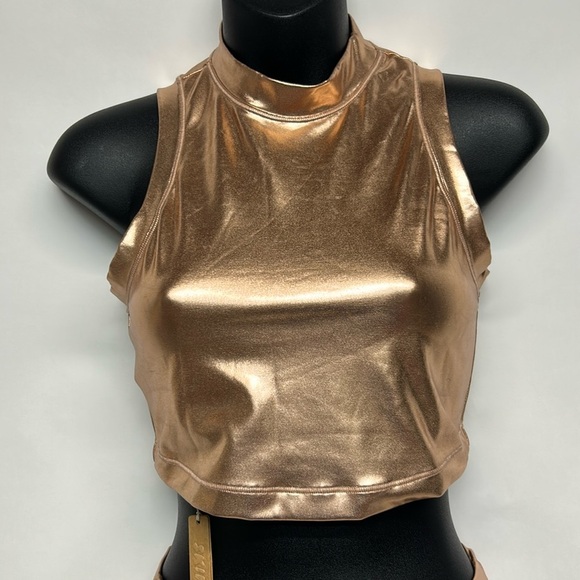 NWT Skims size medium champagne, mock neck tank swimwear metallic - Picture 2 of 4